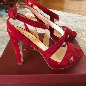 Sacha London Remy Red Suede Platform 8.5